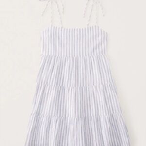 Abercrombie & Fitch Tie-Strap Linen-Blend Mini Dress